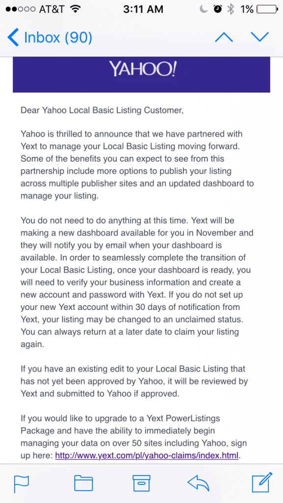 yext takes over yahoo local listings manage yours for free pigzilla yahoo local listings