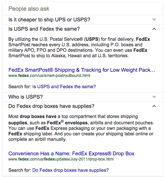 People Also Ask FedEx