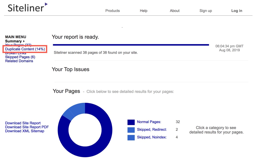 siteliner-dulicate-content-scan