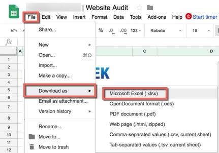 website-audit-export